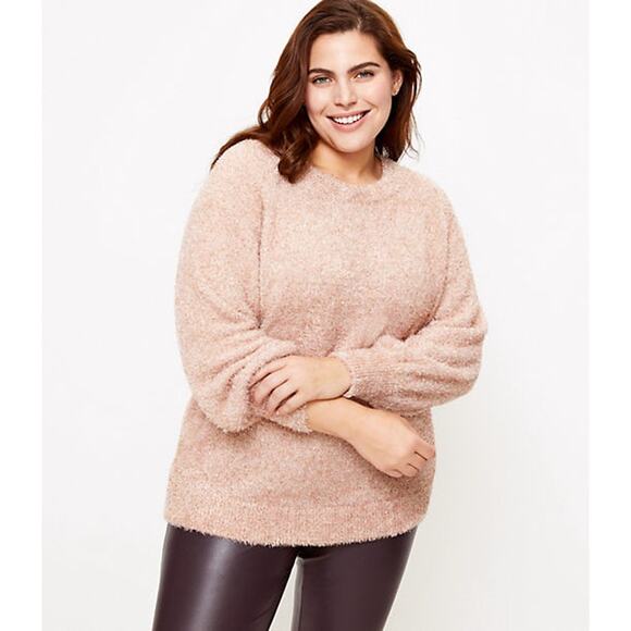 LOFT Sweaters - LOFT Plus Womens‎ Sweater Size 14 Ann Taylor Pink Oatmeal Heather Shimmer NEW